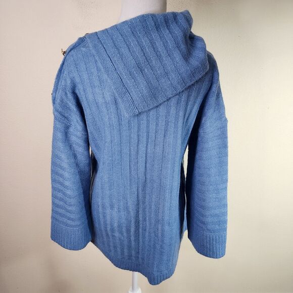 Rafaella Women's Blue Cowl Neck Wool Blend Pullover Sweater Size Medium NWT - Picture 3 of 6